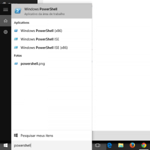 Buscando o PowerShell no Windows 10